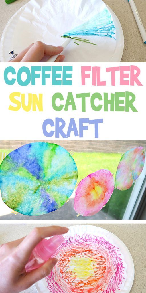 coffee filter sun catcher craft for kids to make with paper plates and crayons