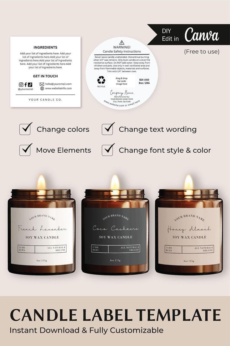 Luxury Candle Label Template Candle Label Sti Candle Stickers Labels Diy, Scented Candles Labels, Candle Collection Ideas, Scented Candle Logo Ideas, Candle Safety Labels, Label Design For Candles, Label For Candles, Wedding Candle Labels, Unique Candle Labels