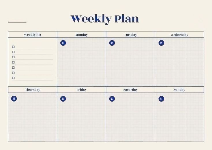 a printable weekly planner is shown with blue dots on the top and bottom half