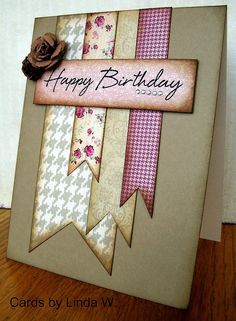 an image of a birthday card with ribbons on it