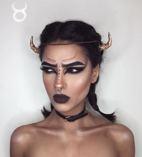 Taurus / bull Voodoo Queen, Warrior Angel, Fantasy Make-up, Halloweenský Makeup, Halloween Make-up Looks, Dark Warrior, Endless Night, Beauty Make-up, Make Up Looks