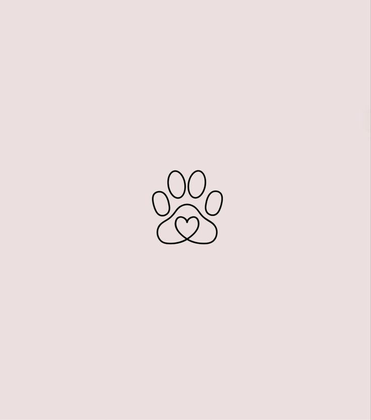 a dog's paw with two hearts in the middle on a light pink background