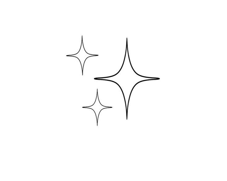 three stars are shown in the shape of an x on a white background with black lines