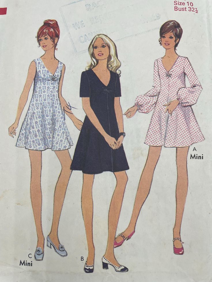 two women's dresses, one with bell sleeves and the other with short sleeves