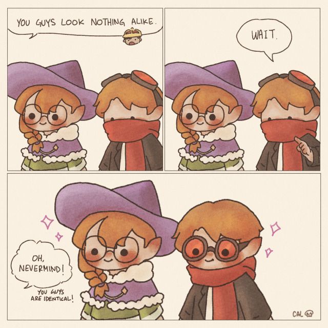 a comic strip with an image of two people wearing hats and scarfs, one is talking