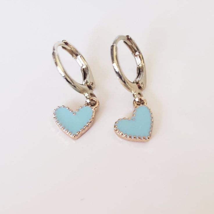 Beautiful Turquoise Heart Earrings Condition: New Material: Gold Plated Trendy Blue Jewelry With Heart Charm, Trendy Blue Heart Pendant Jewelry, Trendy Blue Heart Earrings For Gift, Gift Blue Heart Shaped Earrings, Blue Nickel-free Heart Earrings, Nickel-free Blue Heart Earrings, Cute Blue Jewelry With Heart Charm, Blue Heart Earrings For Pierced Ears As Gift, Blue Heart Charm Earrings For Valentine's Day