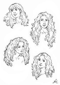 four different types of women's hair, one with curly hair and the other with wavy