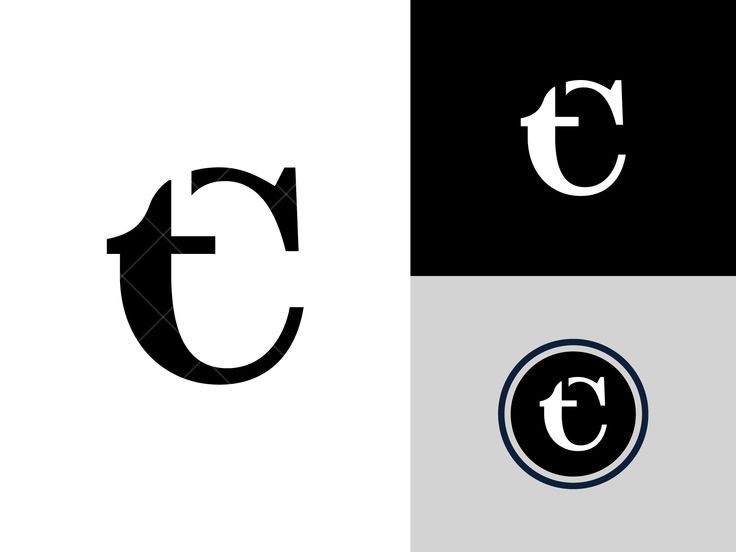 four different logos with the letter c in black, white and grey colors on them