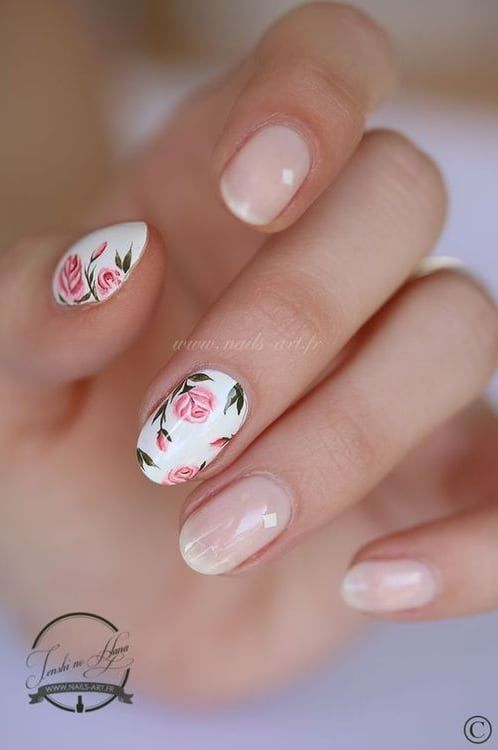 Go and get your nails did! Rose Nail Art, Pretty Nail Designs, Floral Nail Art, Rose Nails, Nail Art Wedding, Spring Nail Art, Flower Nail Art, Fabulous Nails, Floral Nails