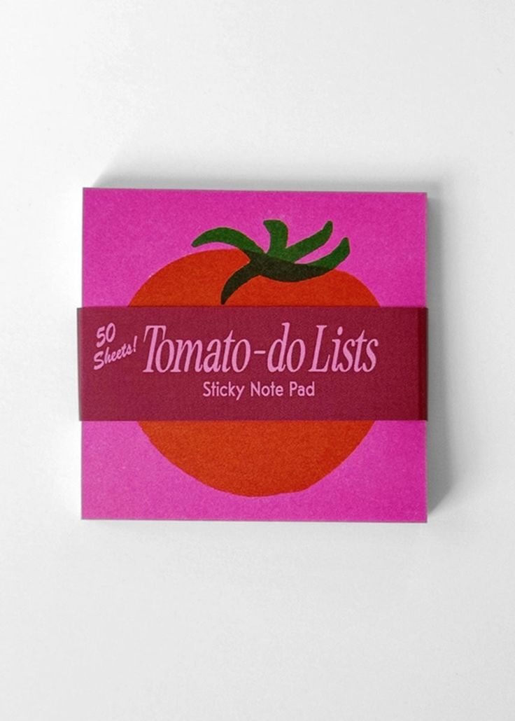 a pink sticker with the words tomato - do lists on it