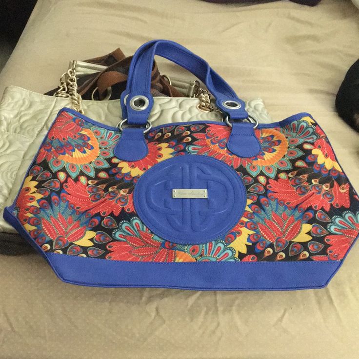 Kate Landry Shoulder Bag Never Been Used! It’s Gorgeousssss And So Spacious On The Inside!! Bought It From Dillard’s A Few Years Ago And Never Used It. Bags Cute, Summer Bag, Blue Orange, Shoulder Bags, Color Blue, Bag Lady, Shoulder Bag, Orange, Women Shopping