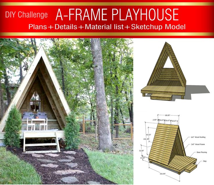 a frame play house plans and details - material list for sketchup model, including bench