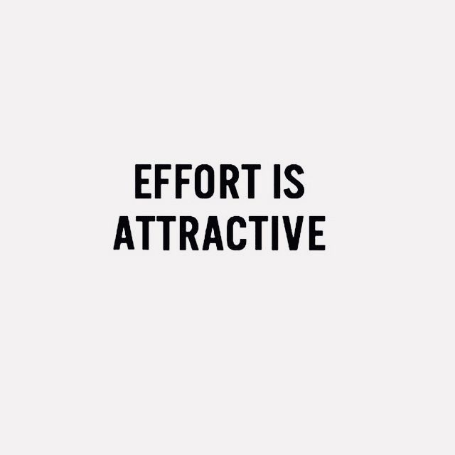 the words effort is attractive written in black on a white background