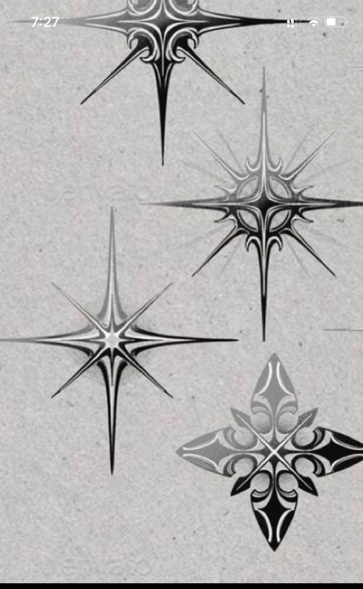 four different types of star tattoos