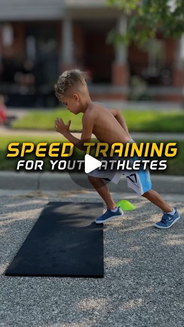 a young boy is running on a mat with the words speed training for youth athletes