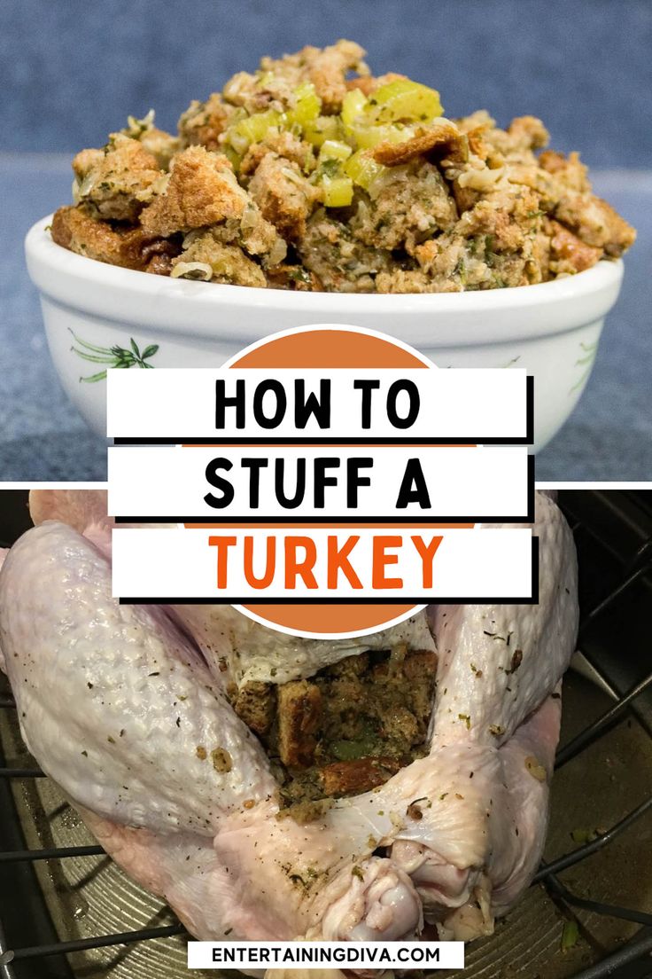 how to stuff a turkey in a bowl with the words, how to stuff a turkey