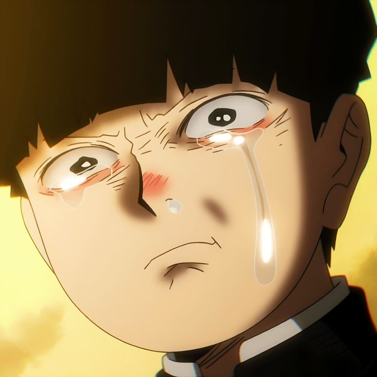 an anime character with tears on his face