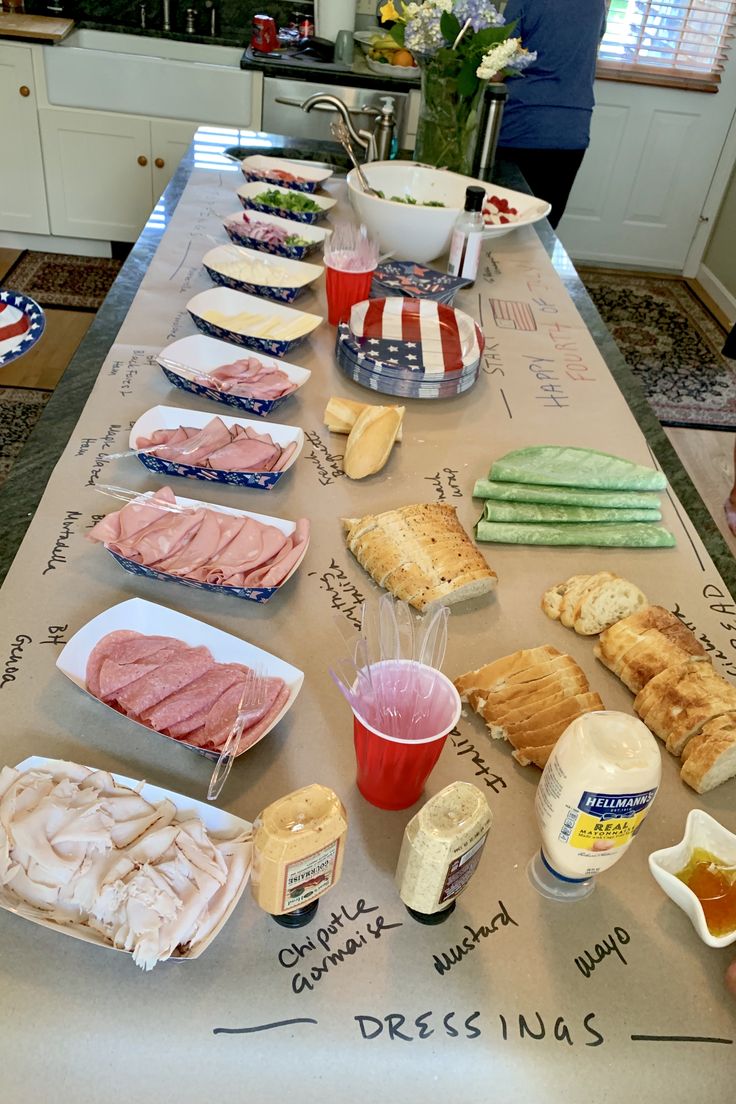 a long table filled with different types of food