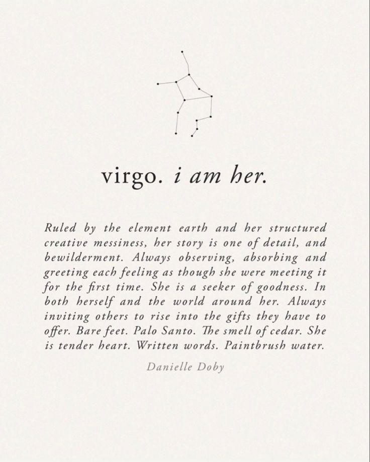 an image of virgo i am her written in black and white on a sheet of paper