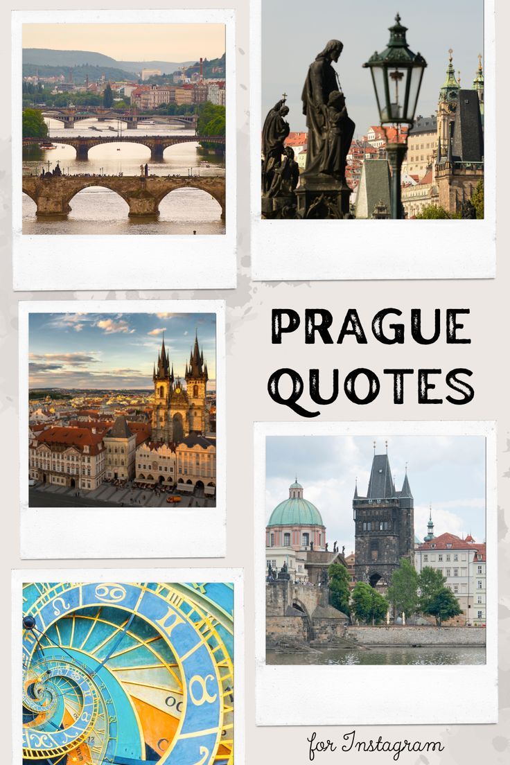 four pictures with the words prague quotes on them