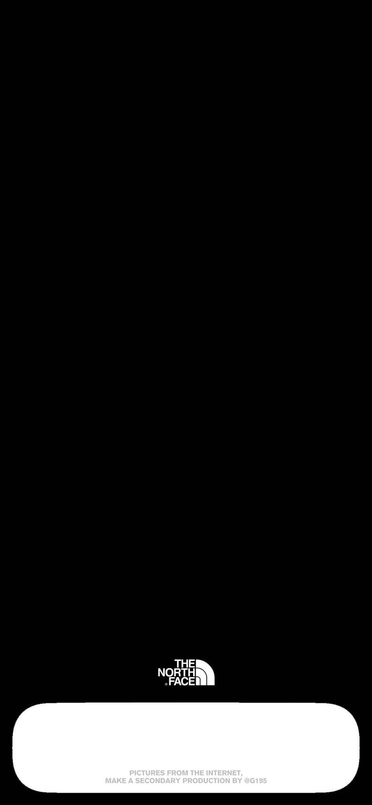 the north face logo is shown on a black background with white trim and an oval border