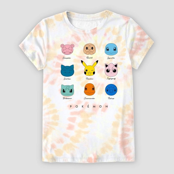 Your child will be ready to catch 'em all in this Pokémon Tie-Dye Short-Sleeve Graphic T-Shirt. Made from 100% jersey cotton and featuring a tagless design, this short-sleeve T-shirt offers them all-day comfort. Showcasing a yellow and orange tie-dye print on a white background, this crewneck tee features a variety of Pokémon including Pikachu, Charmander, Jigglypuff, Bulbasaur, Squirtle, Rowlet, Piplup, Slowpoke and Snorlax for a fan-favorite look. Orange Character Print Short Sleeve Top, Orange Short Sleeve Tops With Character Print, Orange Short Sleeve Top With Character Print, Orange Cotton T-shirt With Character Print, Orange Cotton Tops With Cartoon Print, Orange Cotton Top With Cartoon Print, Multicolor Graphic Tee With Character Print, Fun White Soft-washed Tops, White Soft-washed Fun Tops