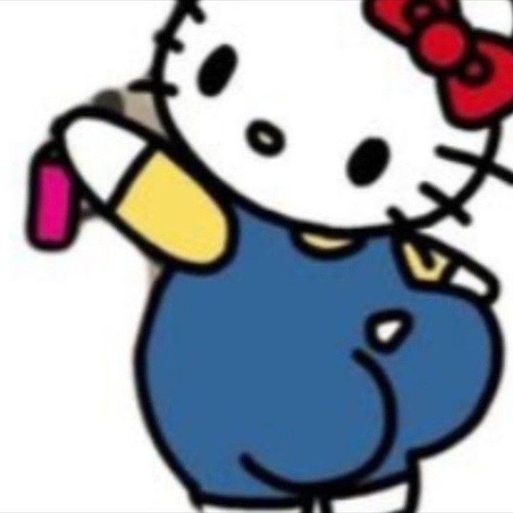 an image of a hello kitty in overalls