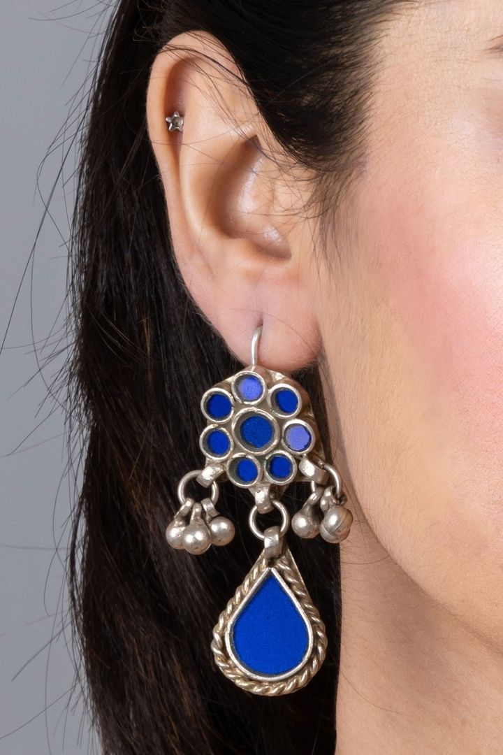 Blue Silver Ghungroo Afghani Glass Dangler Earrings - Elegant Statement Jewelry for Any Occasion https://www.lookandadorn.com/products/blue-silver-ghungroo-statement-afghan-replica-glass-dangler-earring Lookandadorn.com #Bestseller Dangler Earring, Dangler Earrings, Earrings Elegant, Elegant Earrings, Statement Jewelry, Blue And Silver, Best Sellers, Glass, Silver