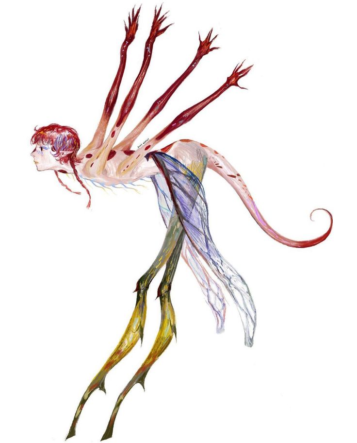 a watercolor painting of a fairy with her hair blowing in the wind while flying through the air