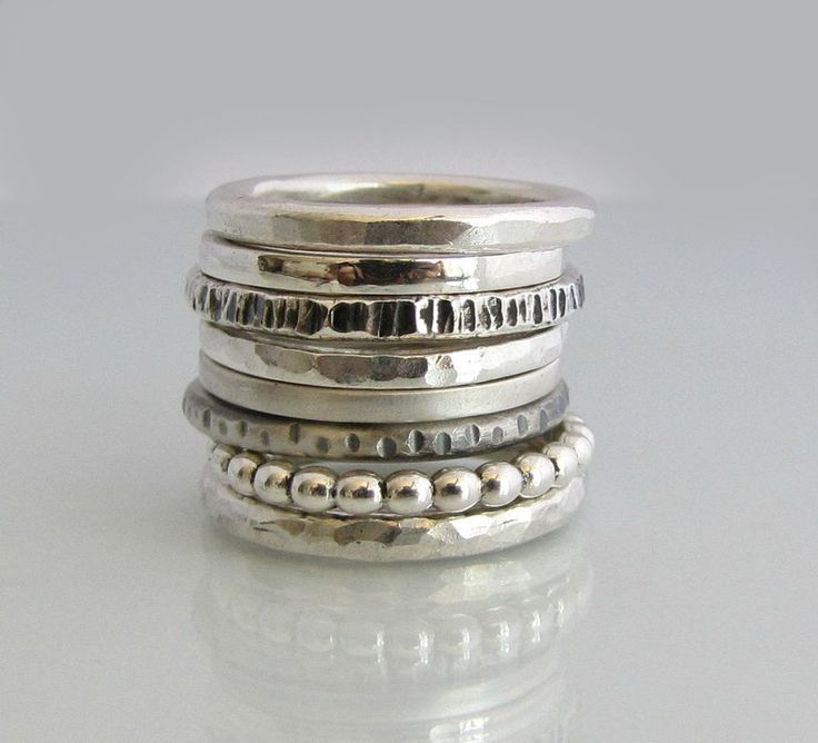 Stackable Rings Stacking Ring Sterling Silver Band Hammered - Etsy Silver Boho Rings, Sterling Silver Layered Necklace, Rings For Women Silver, Silver Bracelet Stack, Silver Ring For Men, Rings Stacking, Stackable Rings Silver, Hammered Silver Ring, Silver Rings Simple