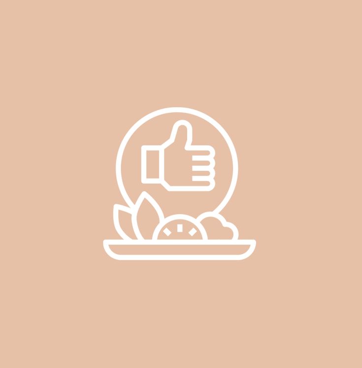 a thumbs up icon on a plate with food