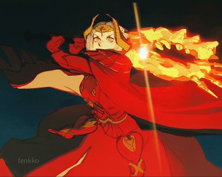 an anime character with fire in her hand