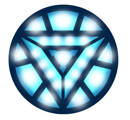 the avengers symbol is glowing in blue