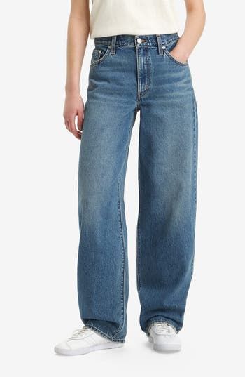 This take on '90s dad jeans is cut from nonstretch denim with extra-roomy wide legs that are meant to be worn stacked at the hem. 16" leg opening; 10 3/4" front rise; 15 1/2" back rise (size 29x32) Zip fly with button closure Five-pocket style 100% cotton Machine wash, tumble dry Imported Levi's Wide Leg Rigid Denim Bottoms, Levi's Wide Leg Bottoms For Streetwear, Levi's Wide Leg Streetwear Bottoms, Levis Baggy Jeans, Colorful Fall Outfits, Style Rut, Skirt Images, Long Pencil Skirt, Pretty Clothing