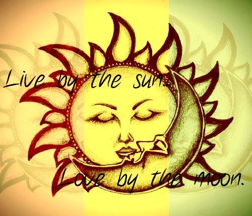 a drawing of a sun with the words live by the sun love by the moon