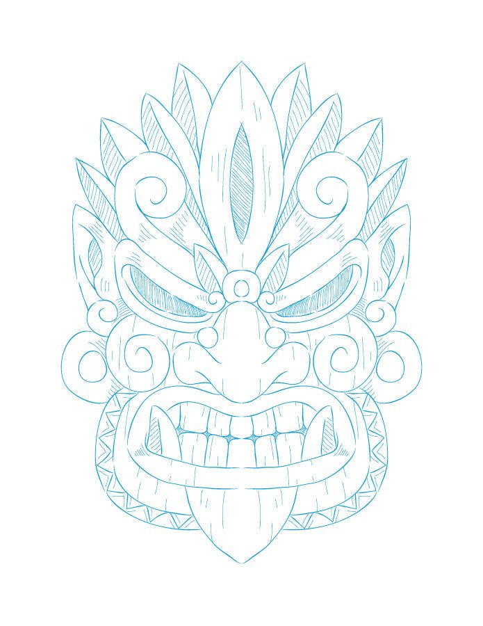 a drawing of a mask with an elaborate design on it's face and eyes