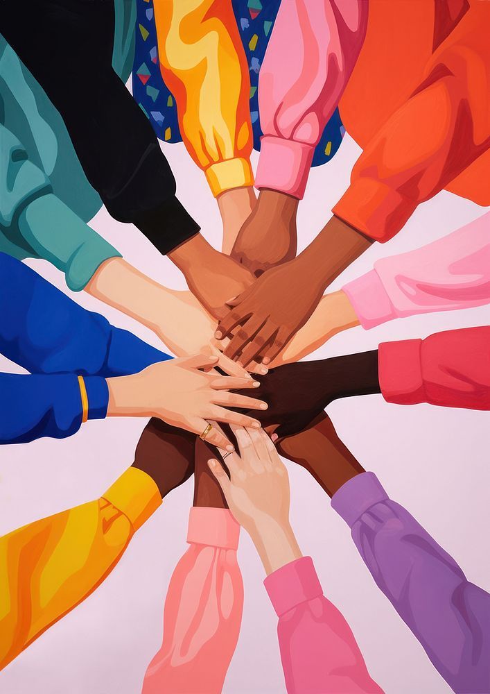 a group of people's hands in the middle of each other with their fingers together