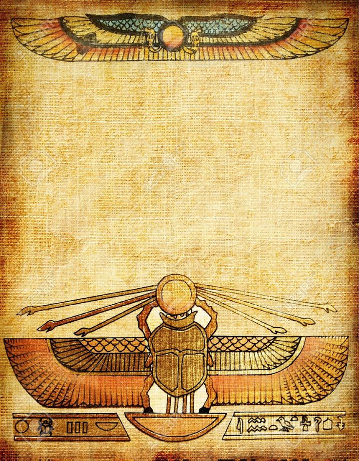 an ancient egyptian painting on parchment paper with the image of an egyptian winged bird above it