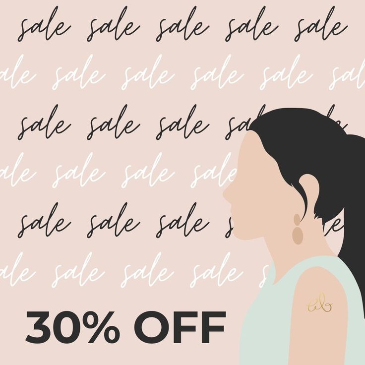 a woman's face with the words 30 % off sale written in black and white