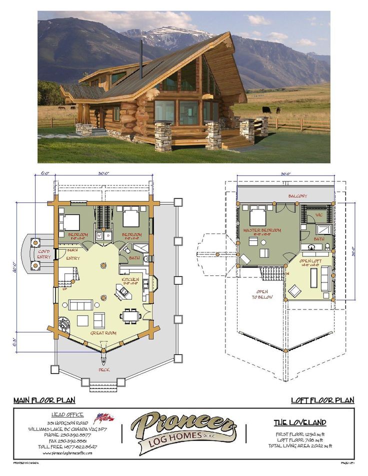 a small log cabin is shown with plans and measurements for the floorplans to make it