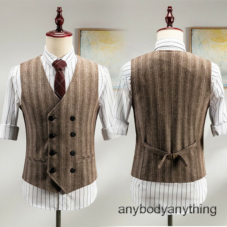 Men British Retro Suit Vest Wool Herringbone Waistcoat Casual Business Slim Tops     Shipping ●    Items will be sent within 5 days of payment verification ●     Items will be shipped from China. Delivery time may vary due to different countries, public holidays, customs issues, logistic arrangements, etc. Your understanding will be greatly appreciated.  Return Policy ●     If you want to return an item, it must be in an unused condition. ● All returning postage costs will be the responsibility Winter Tailoring Vest With Buttons, Fitted Beige Vest Outerwear, Fall Vest With Buttons For Tailoring, 1940s Suits Mens, Fitted Herringbone Vest For Fall, Beige Fitted Vest Outerwear, Vest Suit Men, Mens 1920s Fashion, Vintage Tailored Single Breasted Vest