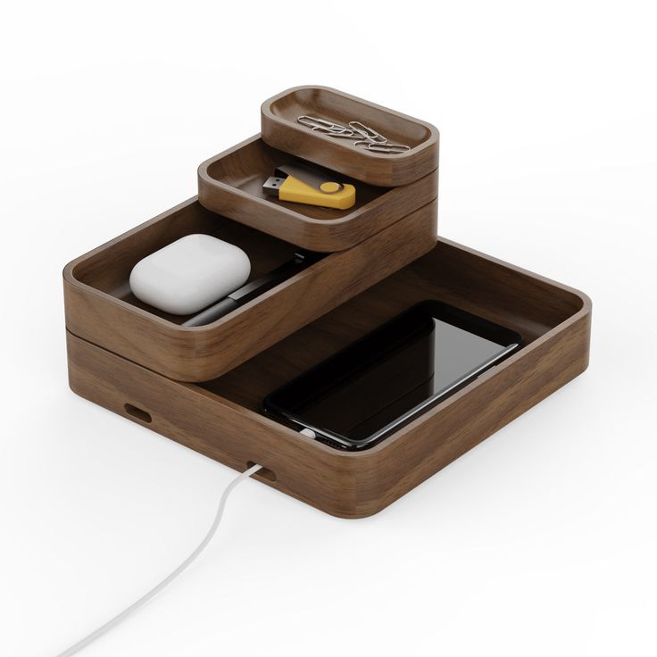 two wooden boxes with electronic devices in them