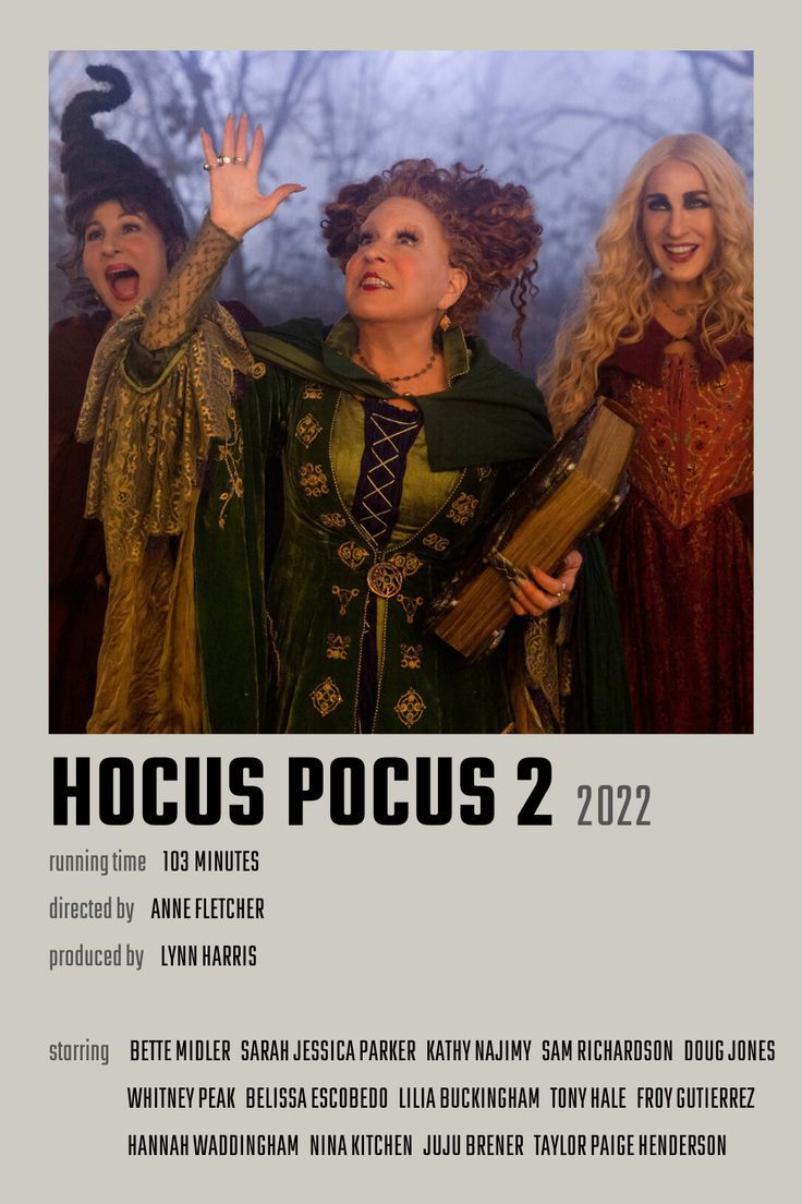 the poster for hoccus pocus, which is featured in an advertiser's advertisement