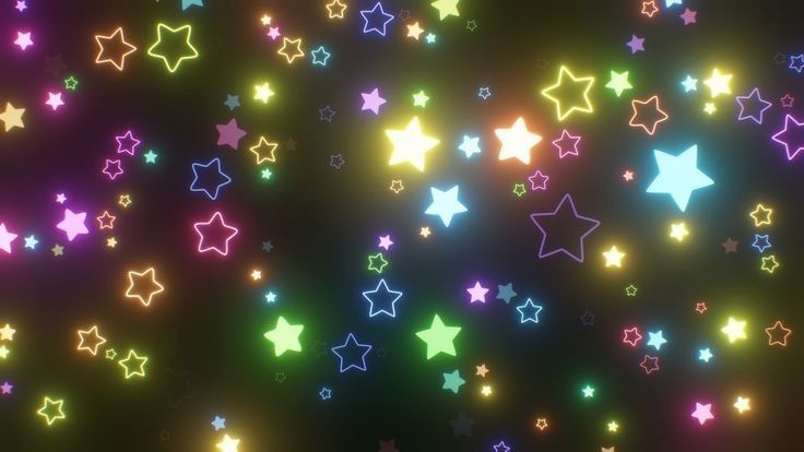 many different colored stars on a black background