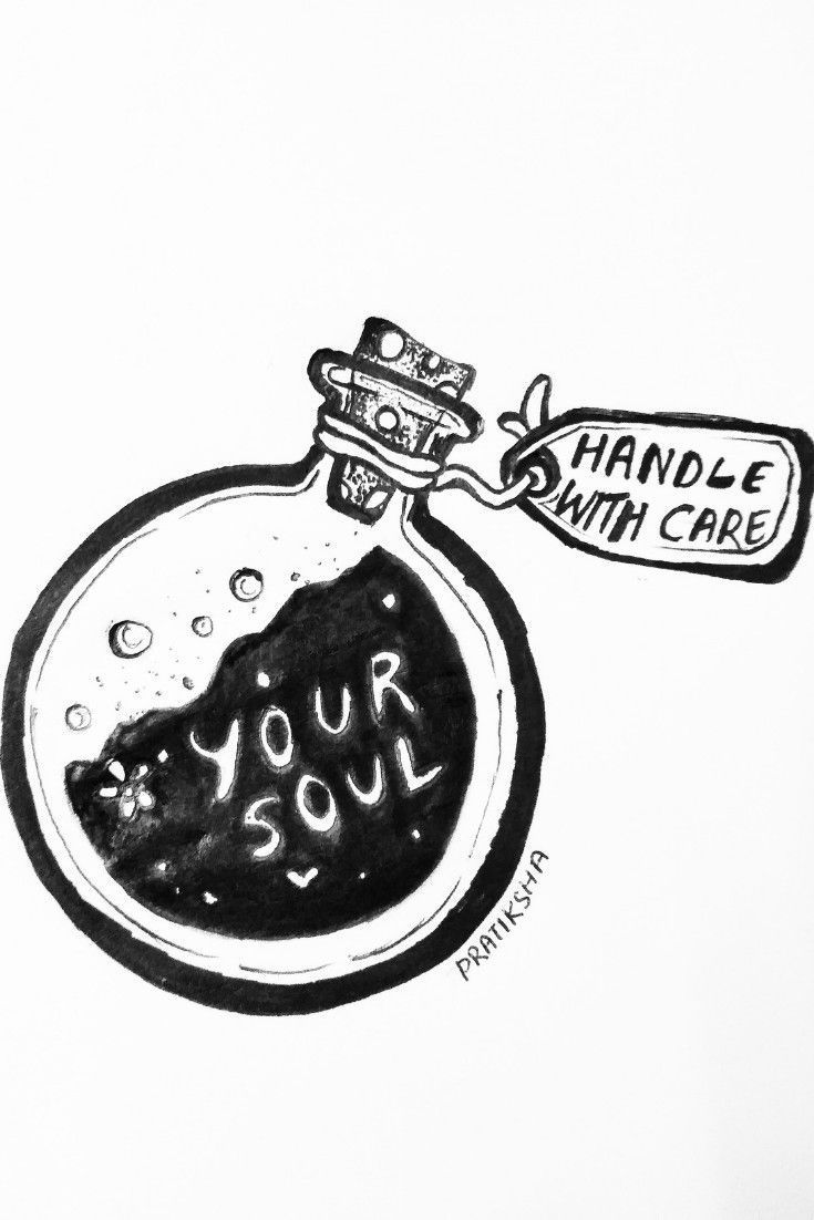 a black and white drawing of an ornament with the words your soul on it