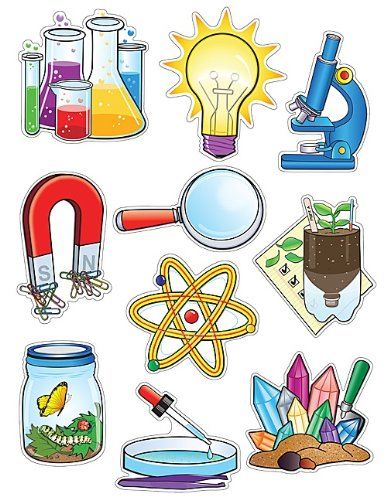 an assortment of science related stickers on a white background with clippings to the side