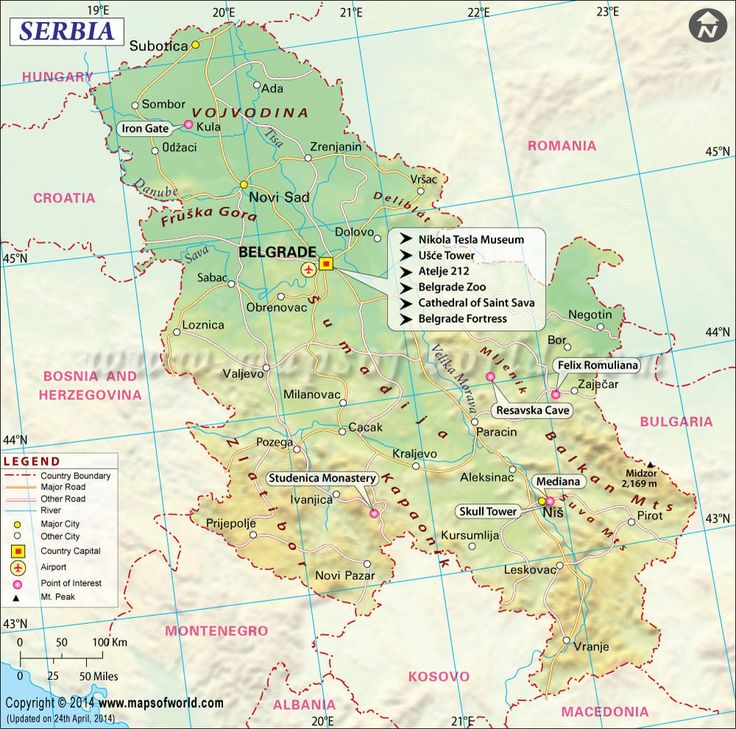 a map of the region of belegrada, with its major cities and roads