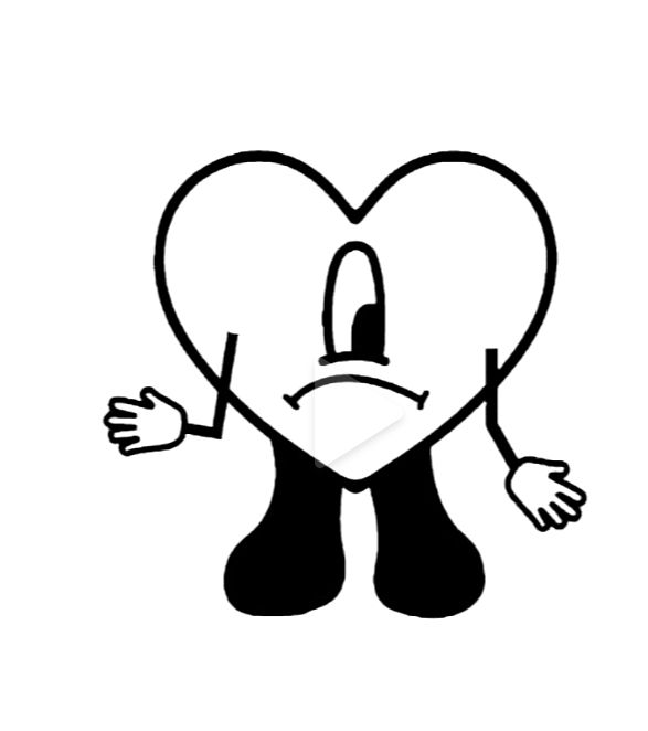 a black and white drawing of a heart with hands in the shape of a face