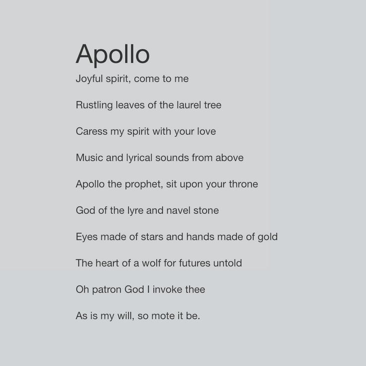 a poem written in white on a gray background with the words'appolo'and'joyful spirit, come to me '