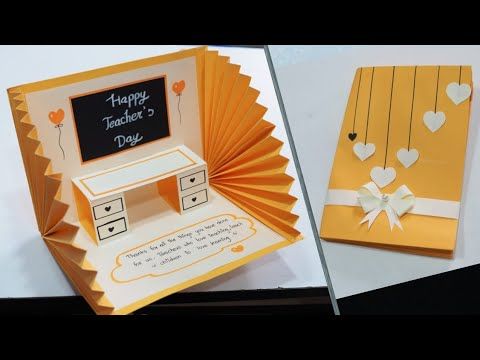 two cards made to look like an origami desk with a chalkboard on it